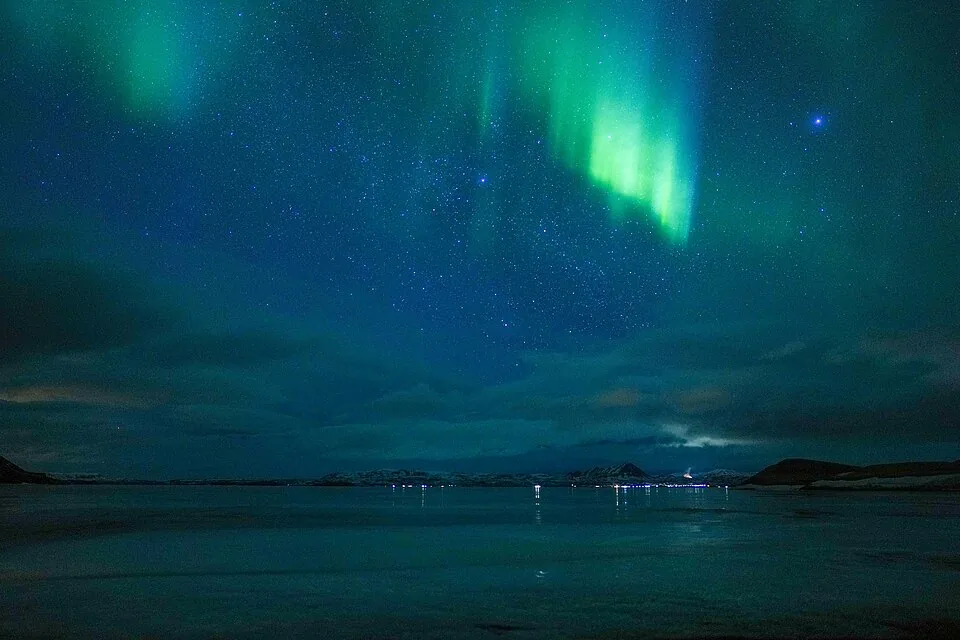 Green aurora above Mývatn in Iceland