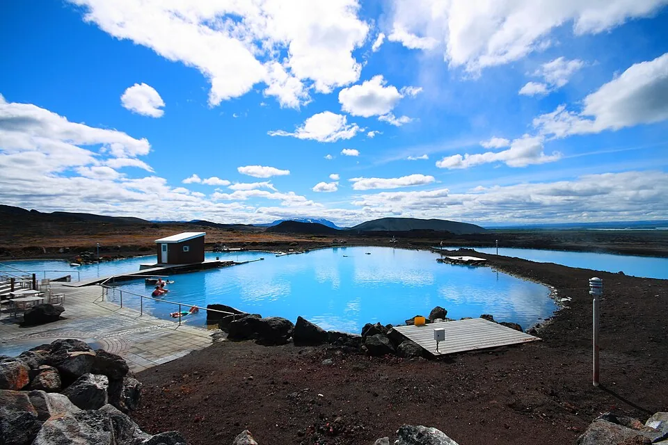 Geothermal bathing pools at Mývatn Nature Baths in Iceland